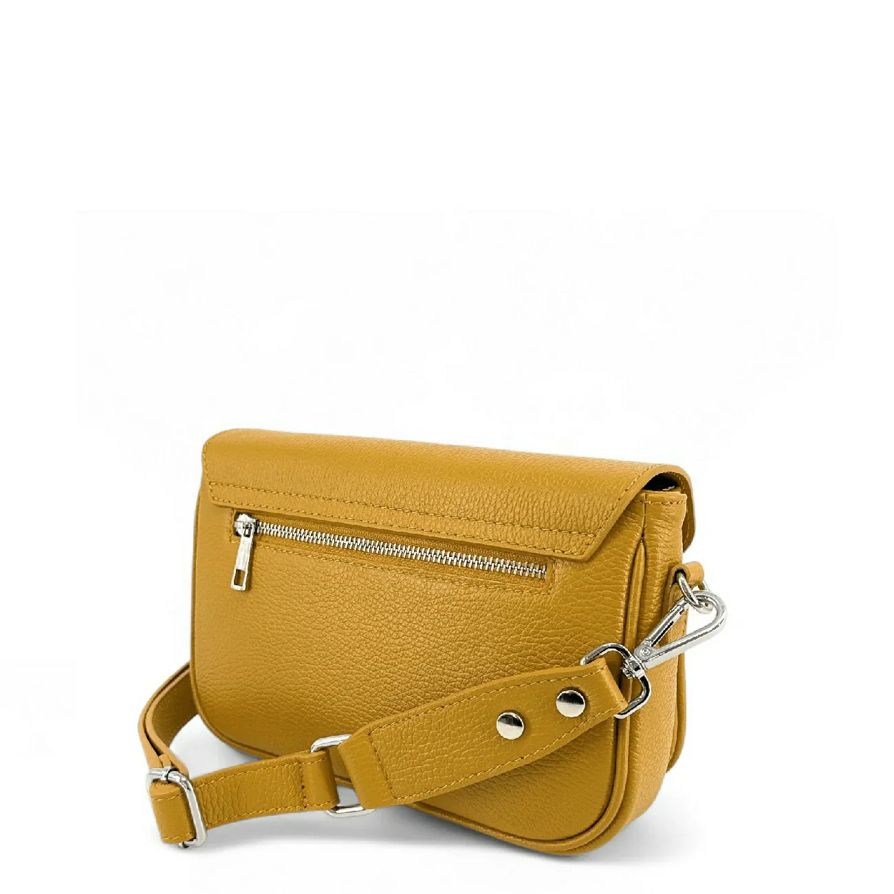 Sac trotteur en cuir grainé BAGGY Jaune moutarde - Image 3