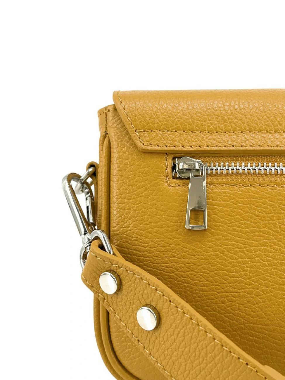 Sac trotteur en cuir grainé BAGGY Jaune moutarde - Image 6