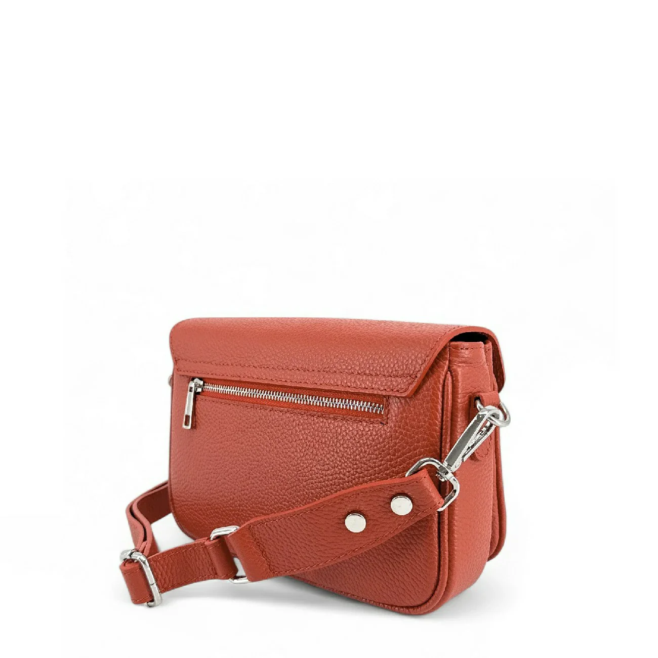 Sac trotteur en cuir grainé BAGGY Rouge terracotta - Image 3