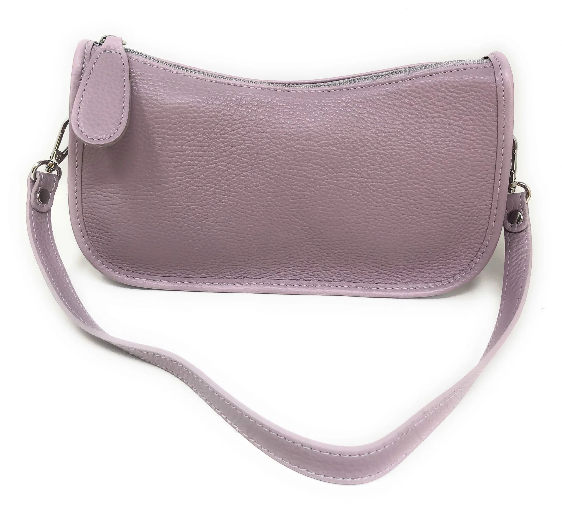 Sac french stick en cuir grainé BERLINGOT Mauve