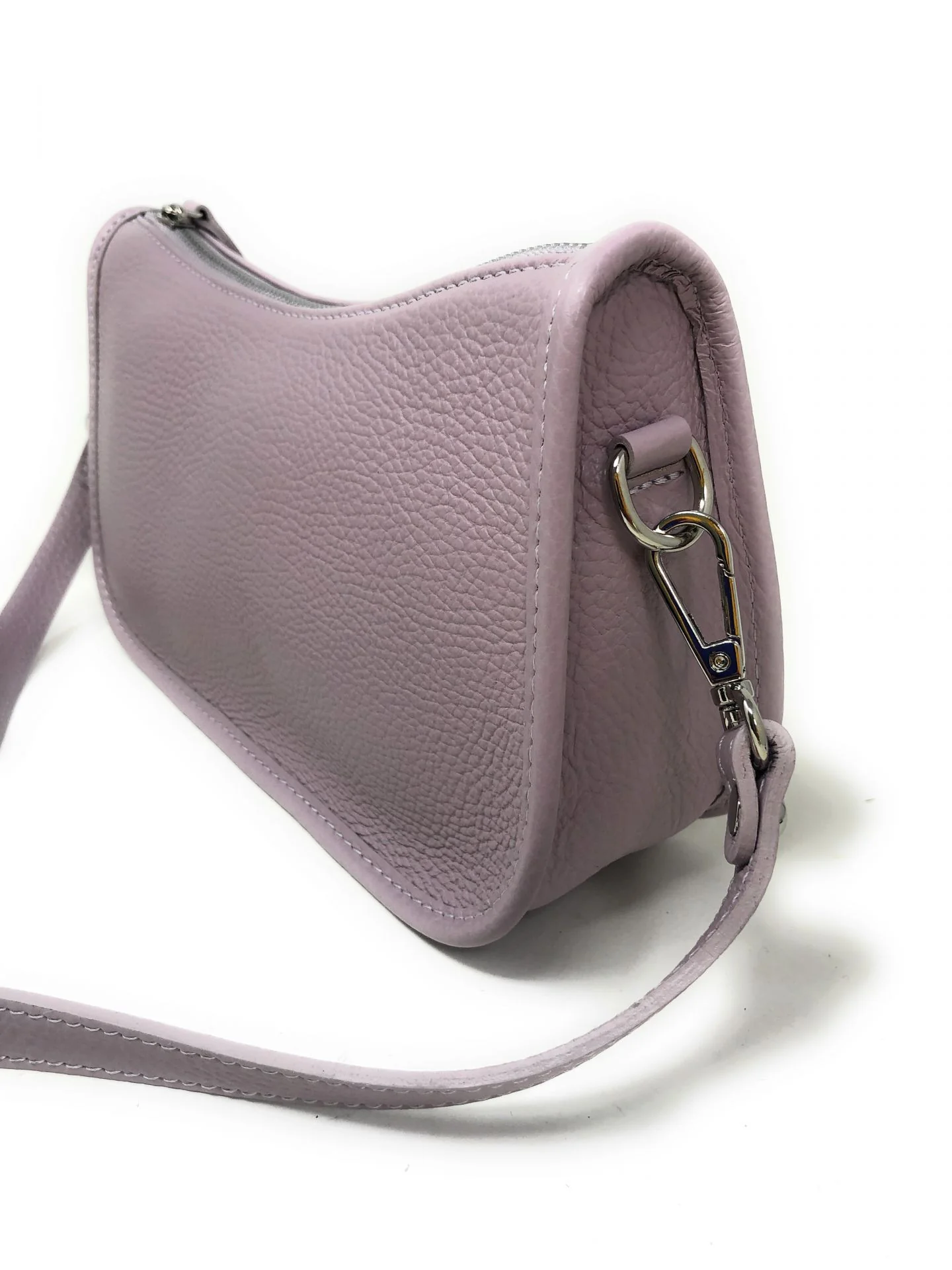Sac french stick en cuir grainé BERLINGOT Mauve - Image 3