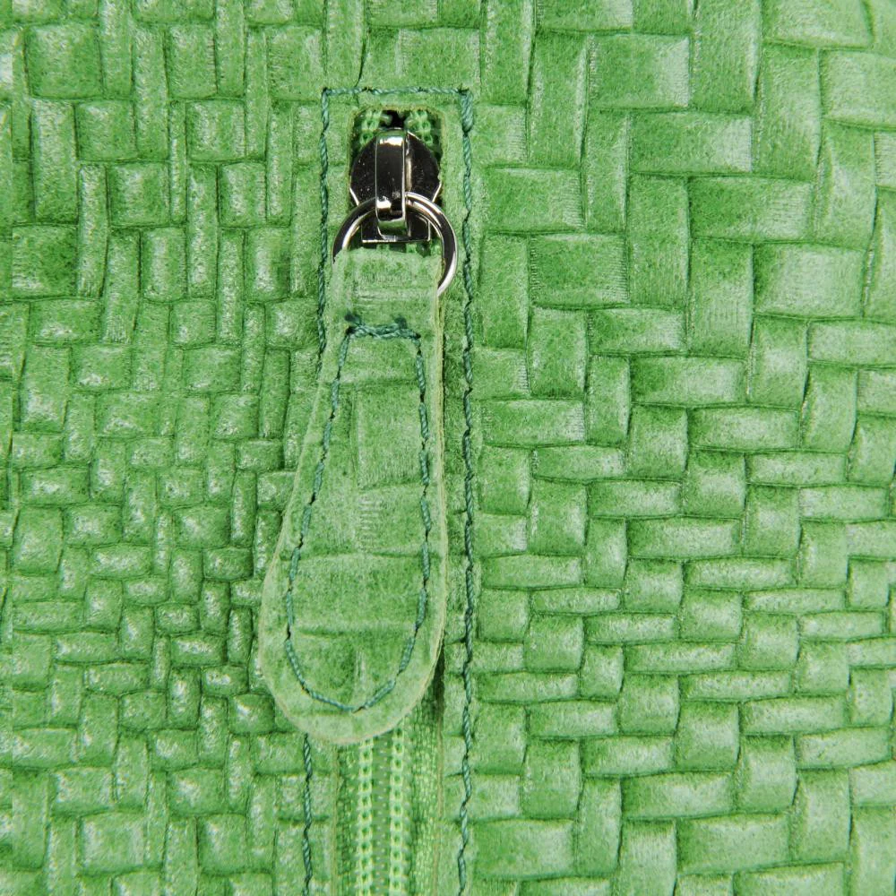 Sac HOBO en cuir embossé tressage MANDALAY Vert anglais - Image 4
