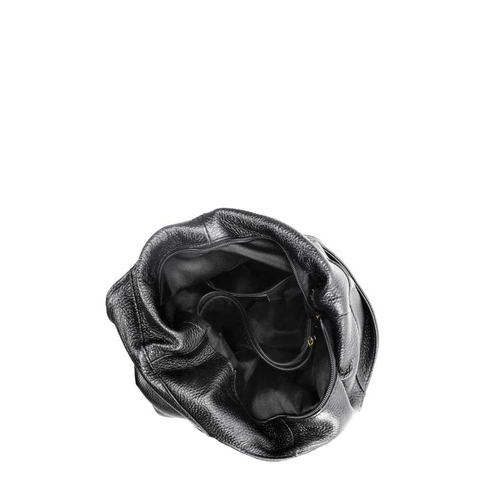Sac HOBO en cuir grainé ELLEN Noir - Image 4
