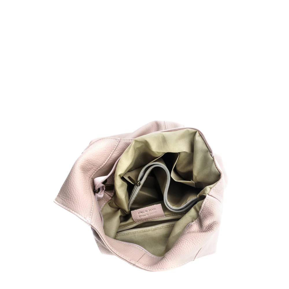 Sac HOBO en cuir grainé ELLEN Rose pâle - Image 4