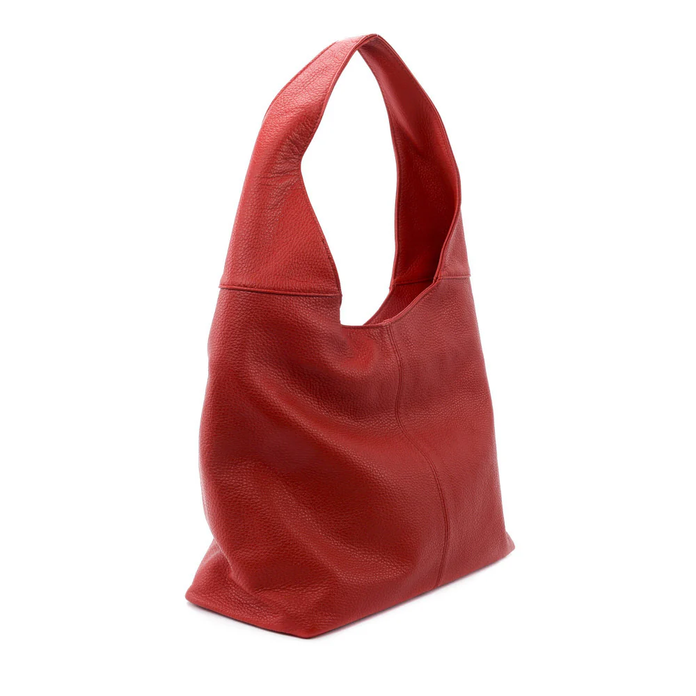 Sac HOBO en cuir grainé ELLEN Rouge garance - Image 3