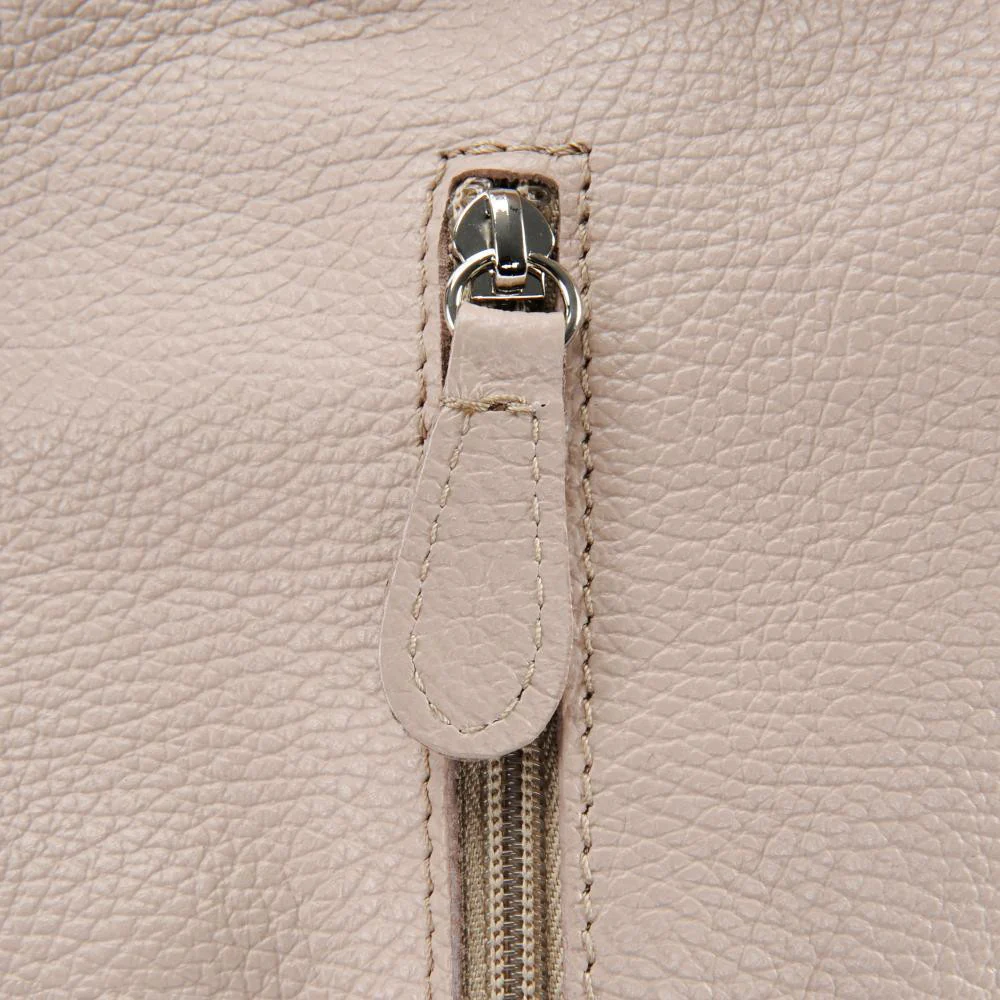 Sac HOBO en cuir grainé MANDALAY Taupe clair - Image 4