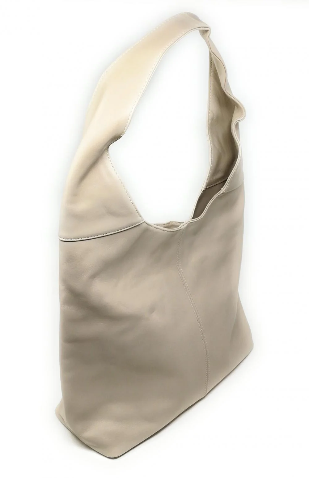 Sac HOBO en cuir lisse NEW AGE Beige crème - Image 3