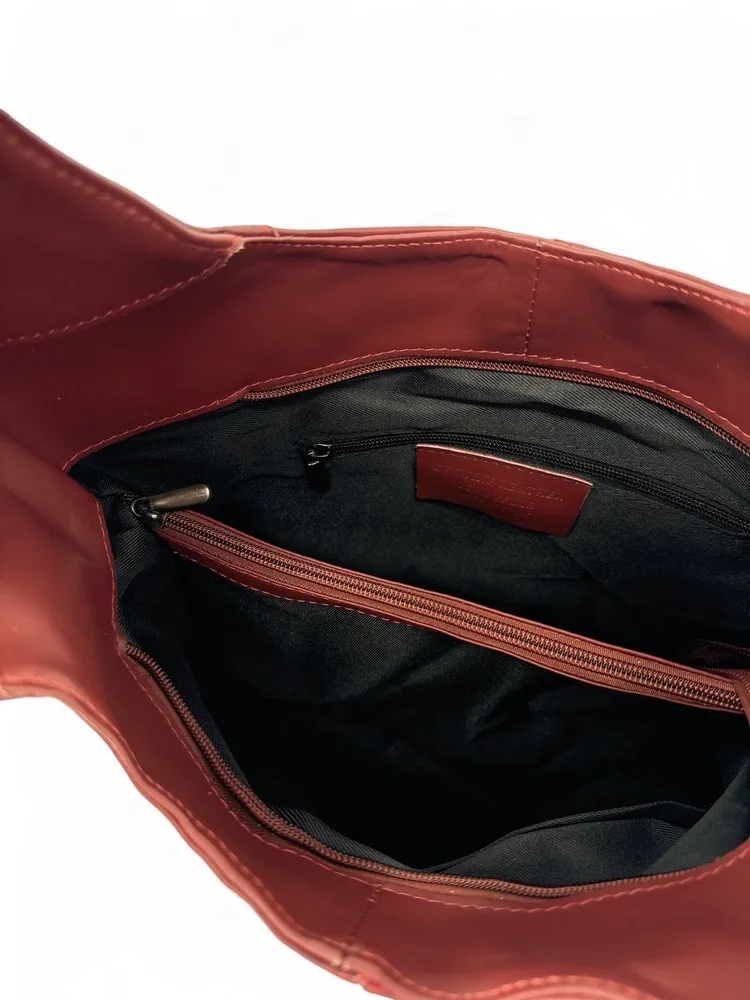 Sac HOBO en cuir lisse NEW AGE Rouge foncé - Image 4
