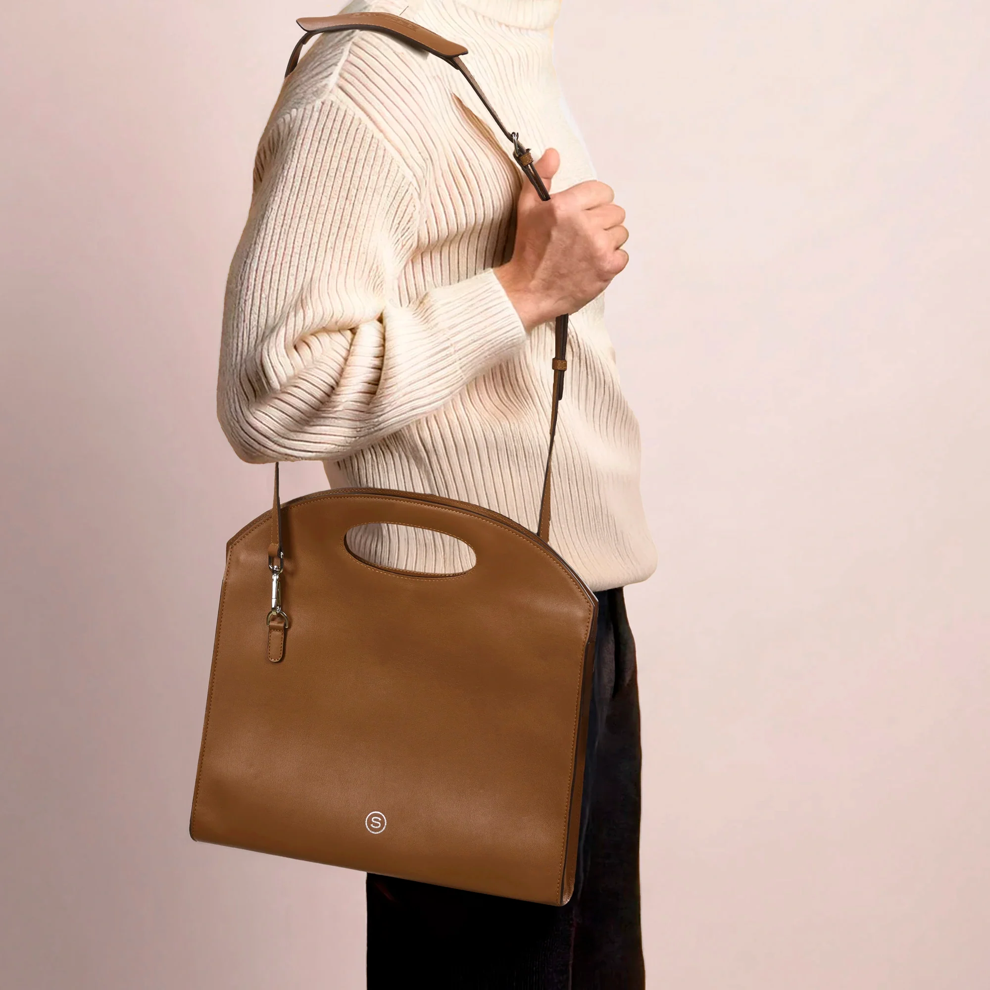 Sac modulable en cuir PARTHEAS camel cognac - Image 3