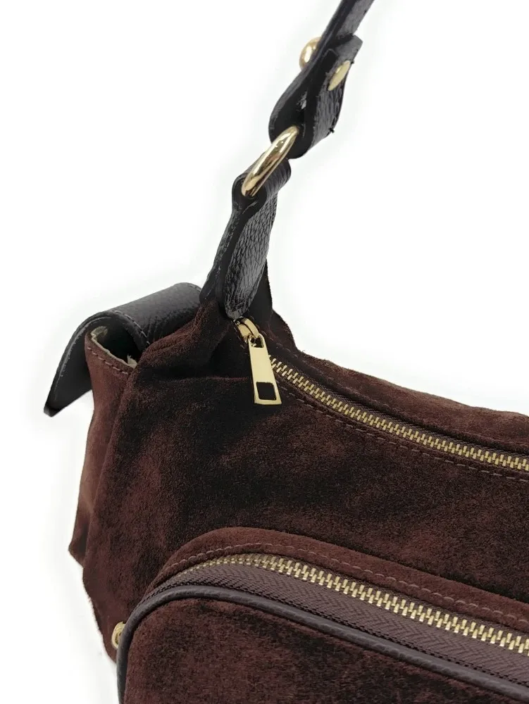 Sac multipoches en daim NELLIE Chocolat - Image 6