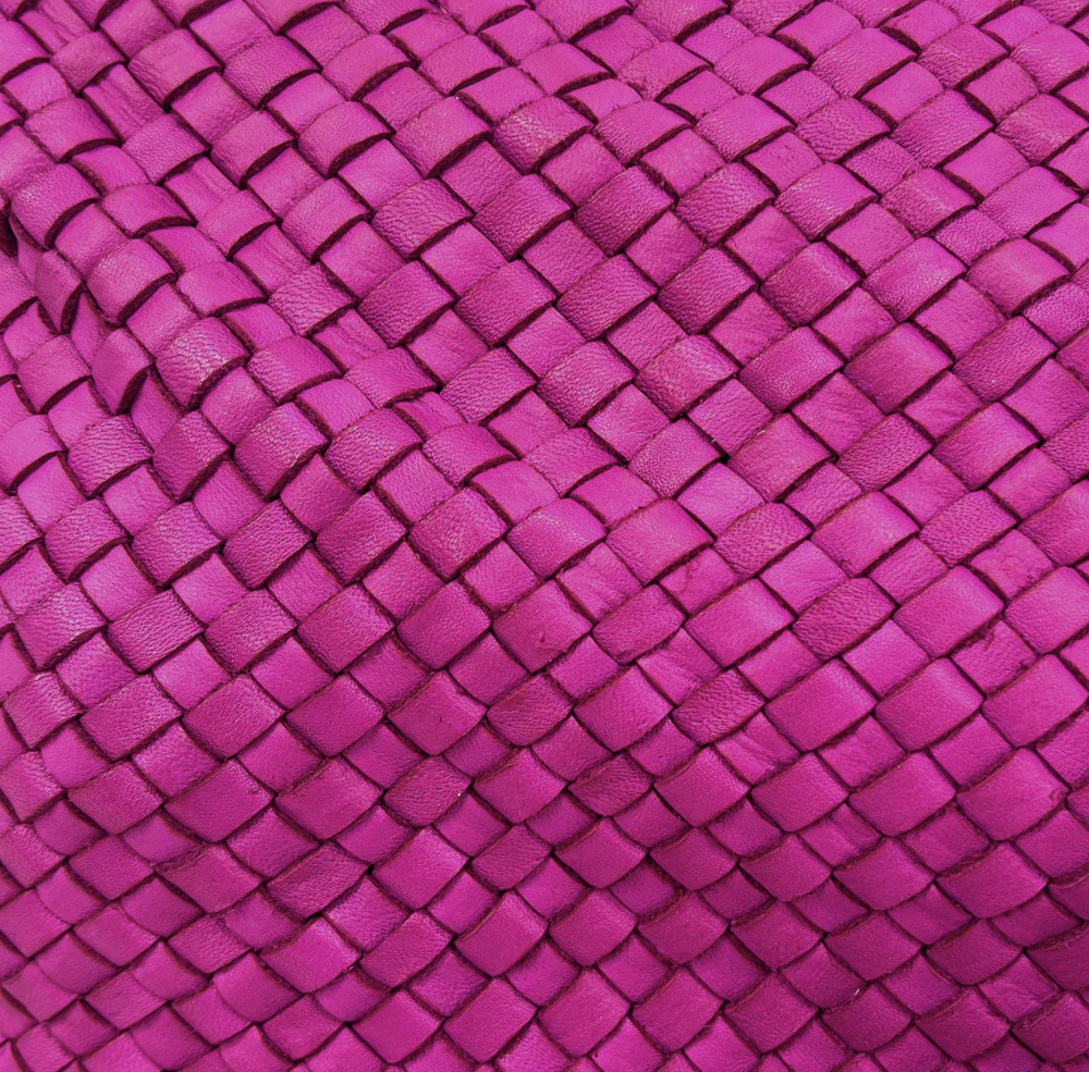 Sac pochette à bandoulière en cuir tressé MISS JOE Rose fuchsia - Image 7