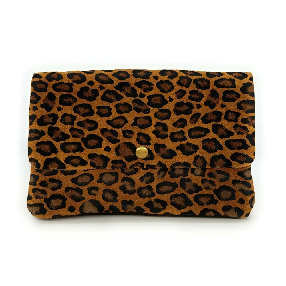 Sac pochette en daim à motif MAELIA JUNGLE Léopard camel - Image 4