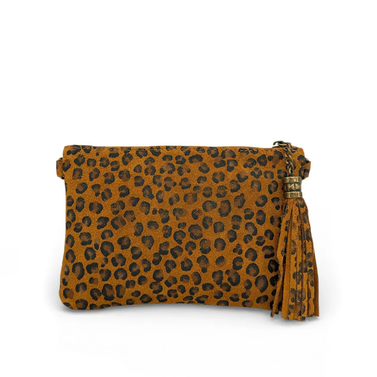 Sac pochette en daim à motif MORGANE JUNGLE Léopard camel - Image 7