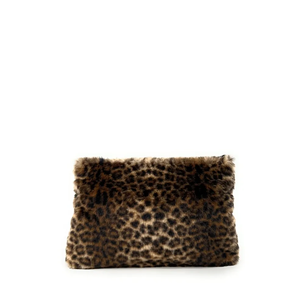 Sac pochette en cuir et fausse fourrure SHURI Ocelot - Image 4