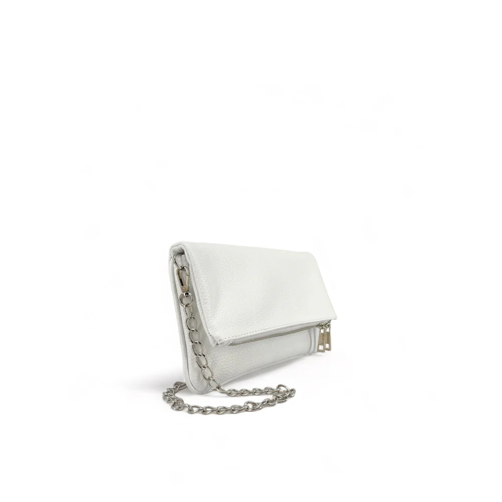 Sac pochette en cuir grainé ROXANE Blanc - Image 3