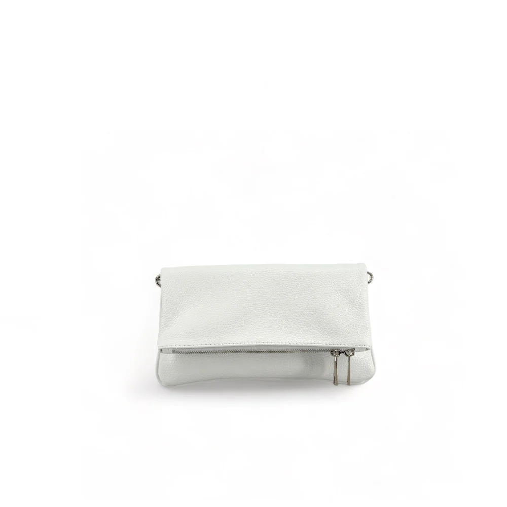 Sac pochette en cuir grainé ROXANE Blanc - Image 4