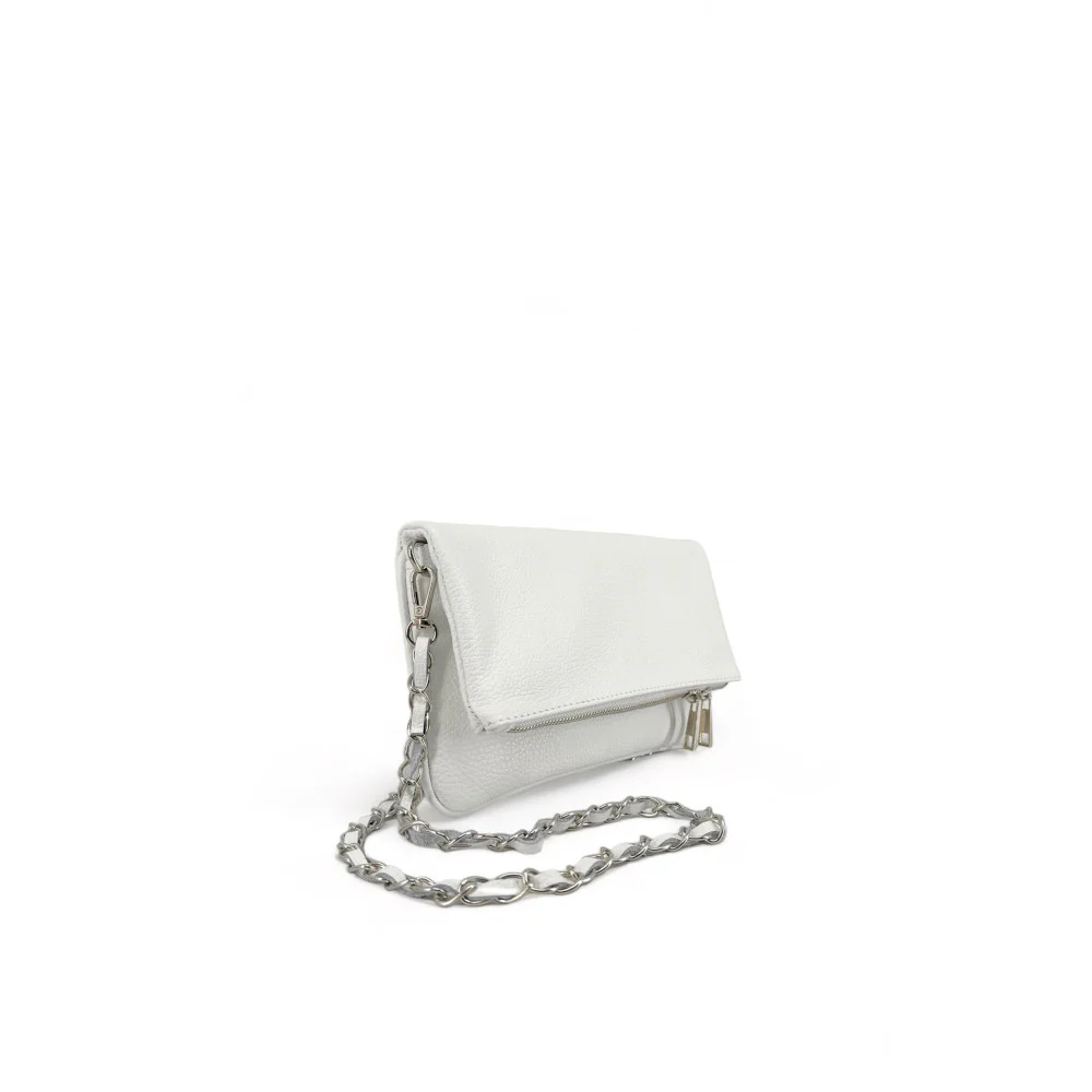 Sac pochette en cuir grainé ROXANE Blanc - Image 6