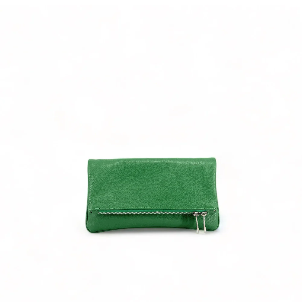 Sac pochette en cuir grainé ROXANE Vert anglais - Image 4