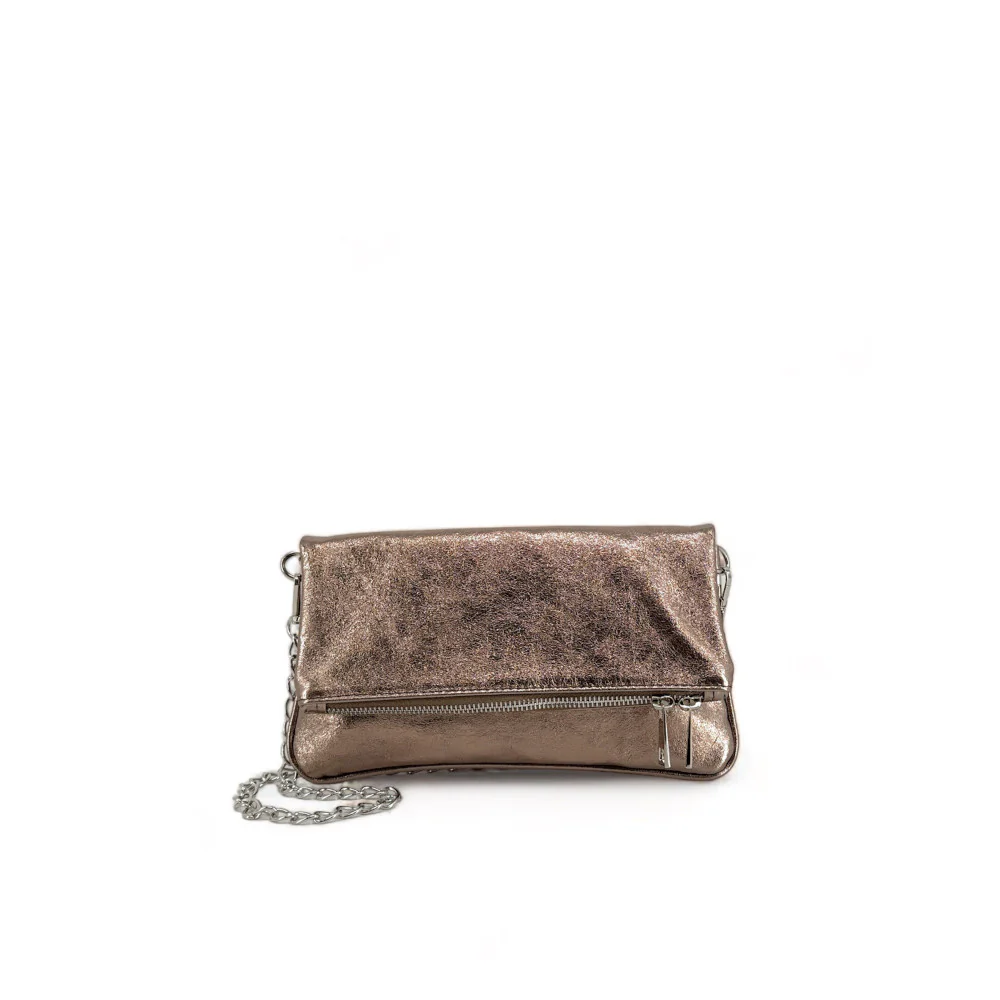 Sac pochette en cuir irisé ROXANE Champagne irisé - Image 2
