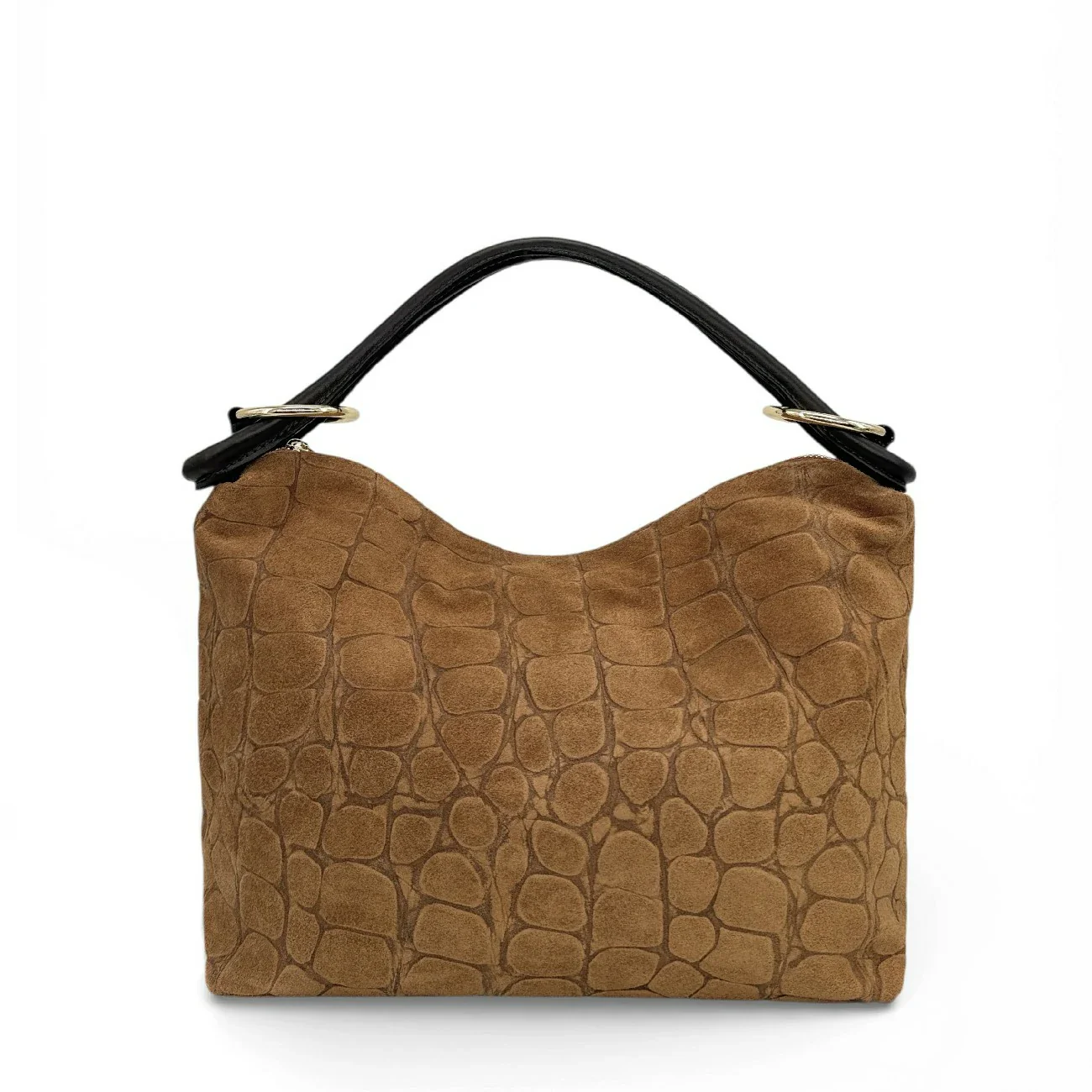 Sac pochette en daim embossé crocodile MAXINE Marron camel foncé - Image 8