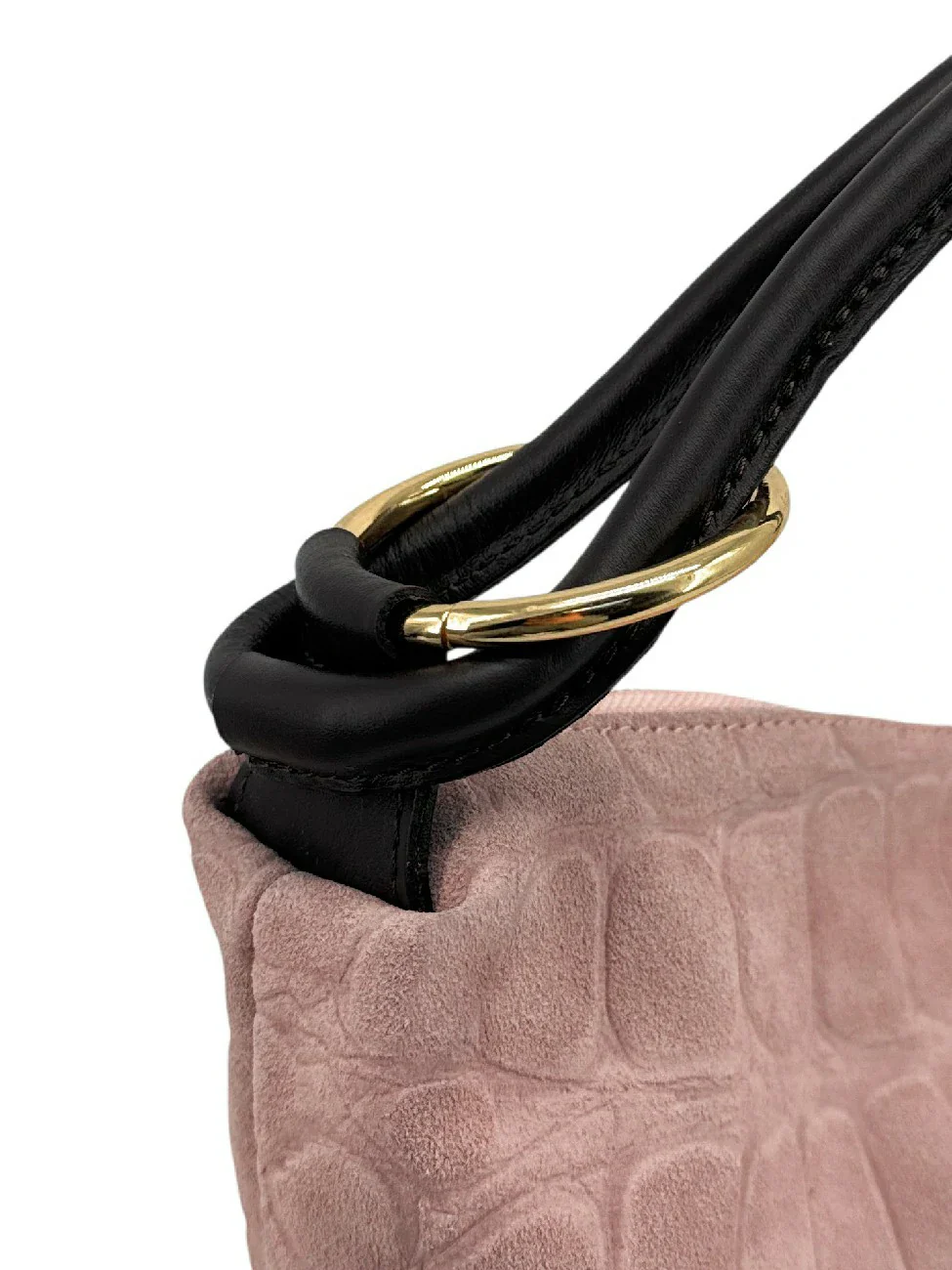 Sac pochette en daim embossé crocodile MAXINE Rose nude - Image 5