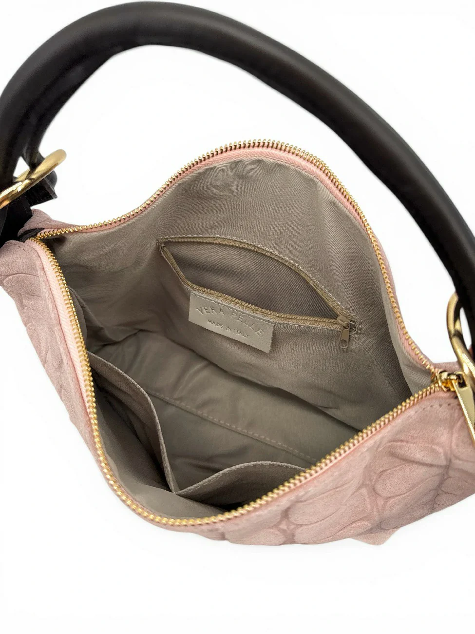 Sac pochette en daim embossé crocodile MAXINE Rose nude - Image 7
