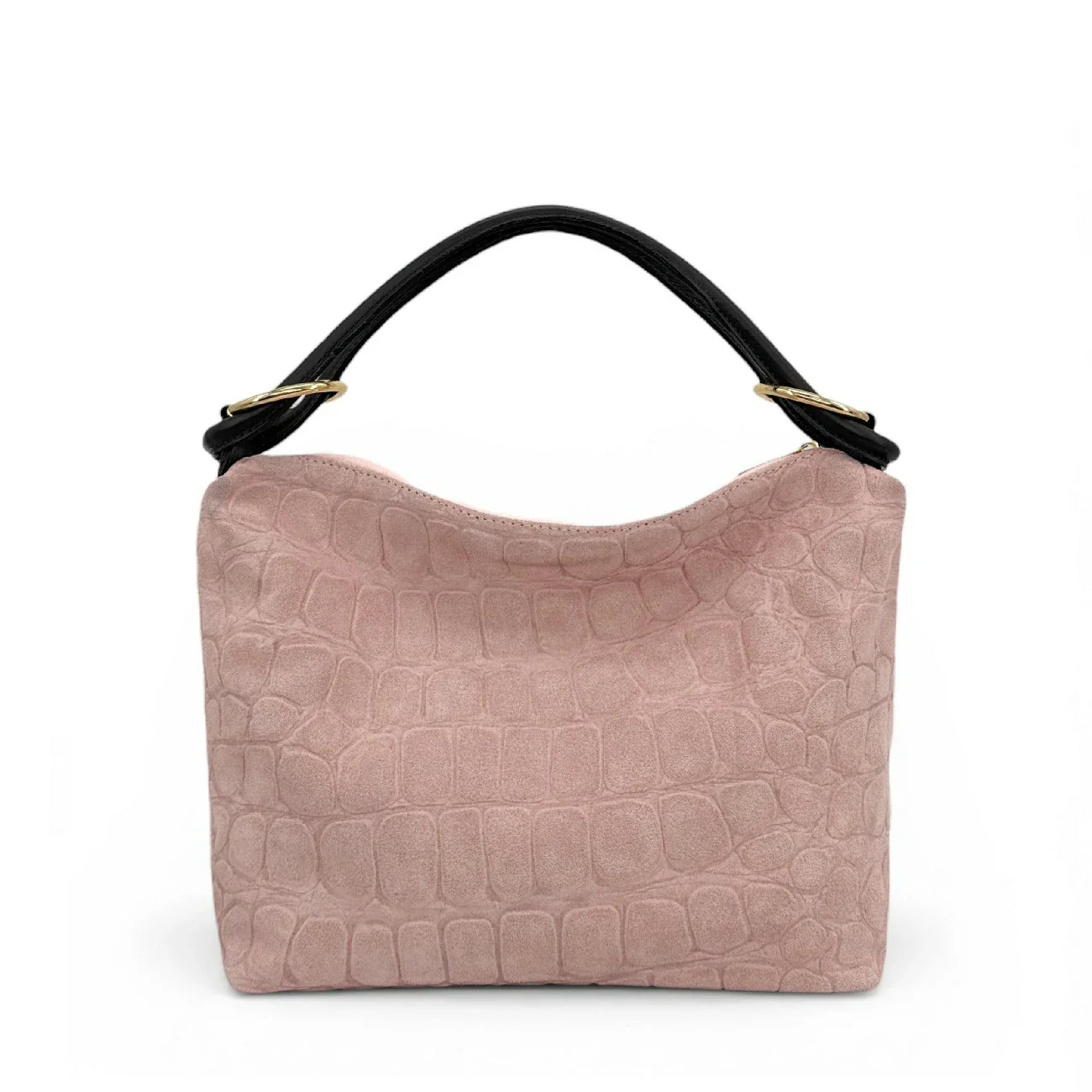 Sac pochette en daim embossé crocodile MAXINE Rose nude - Image 9
