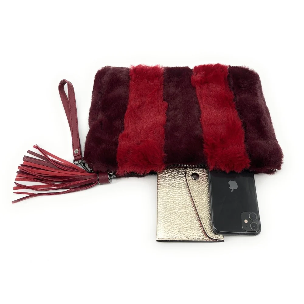Sac pochette en fausse fourrure FURBY Rouge bordeaux - Image 4