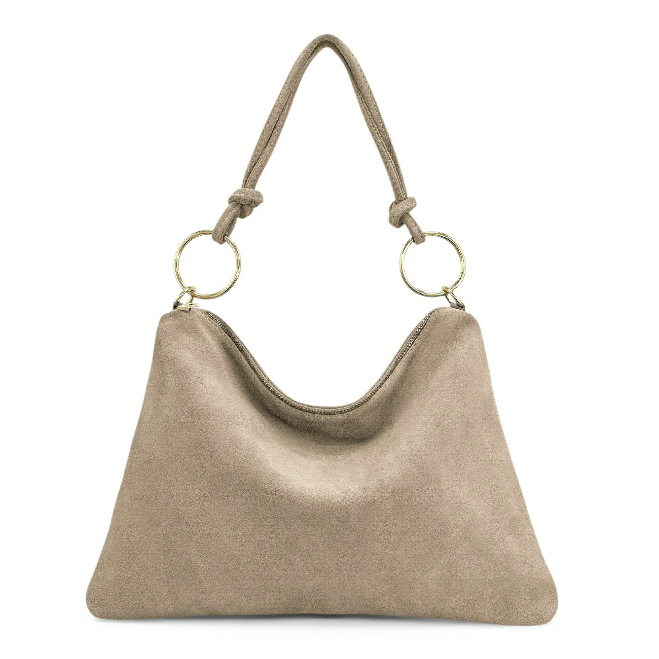 Sac pochette Hobo en daim SOA Beige crème - Image 7