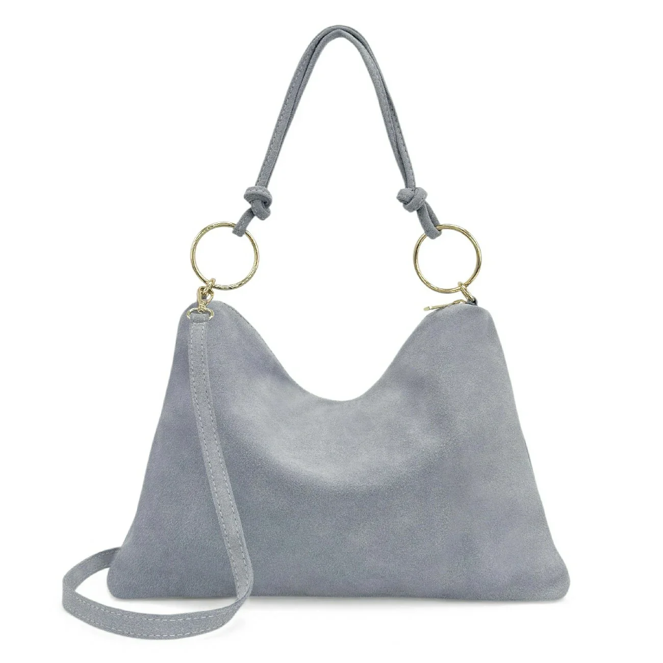 Sac pochette Hobo en daim SOA Bleu pastel - Image 3