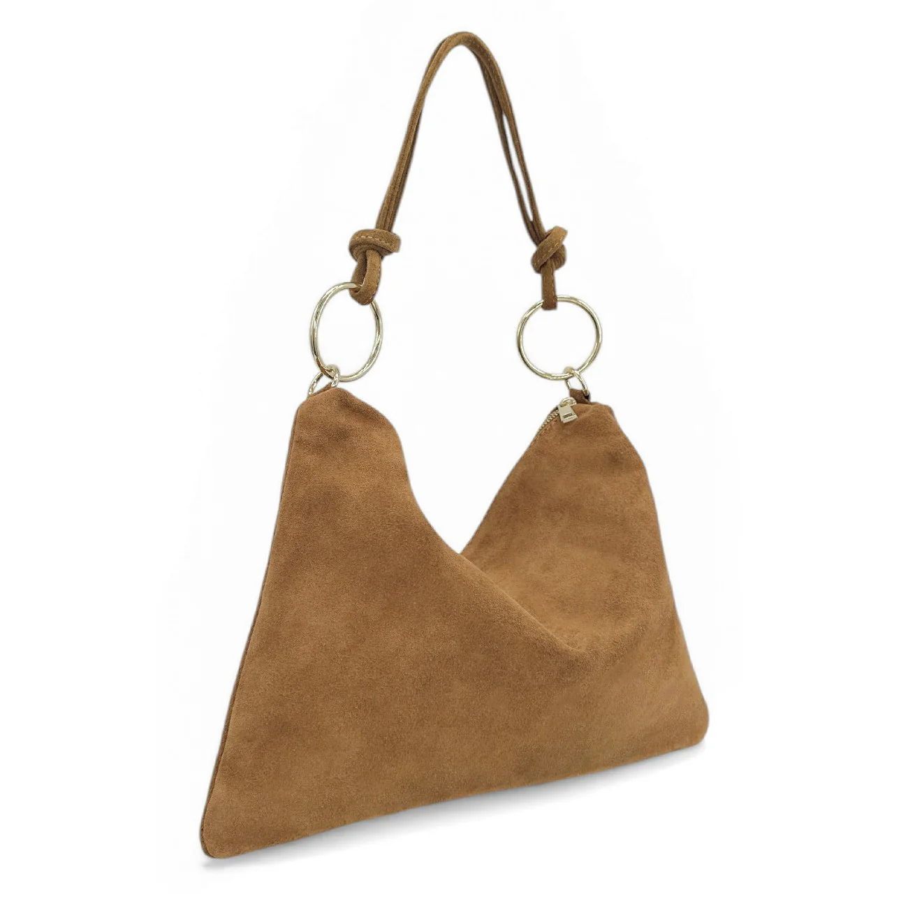Sac pochette Hobo en daim SOA Marron camel - Image 2