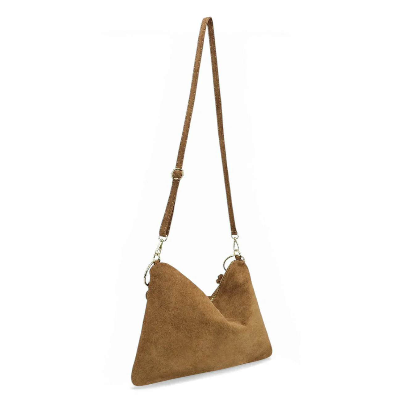 Sac pochette Hobo en daim SOA Marron camel - Image 4