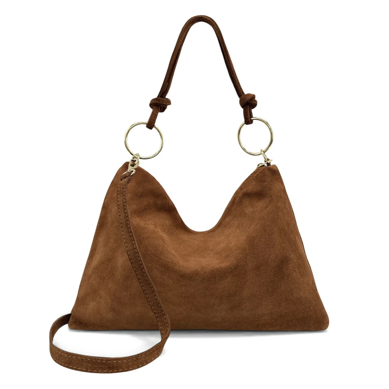 Sac pochette Hobo en daim SOA Marron cannelle - Image 3