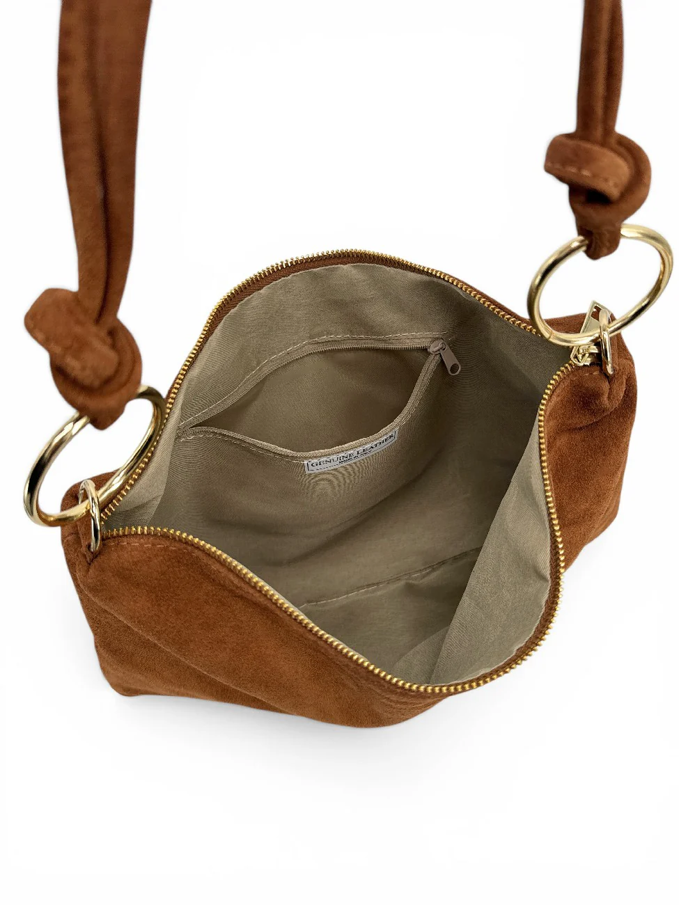 Sac pochette Hobo en daim SOA Marron cannelle - Image 6