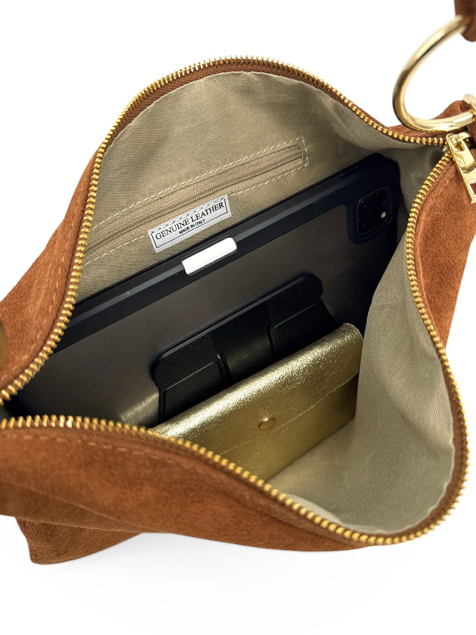 Sac pochette Hobo en daim SOA Marron cannelle - Image 8
