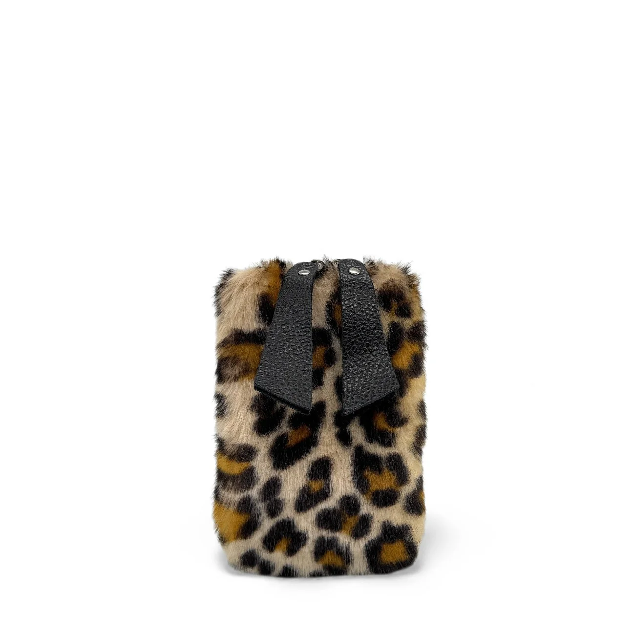 Sac pochette téléphone en cuir et poils synthétiques TABBY POCKET Léopard crème - Image 5