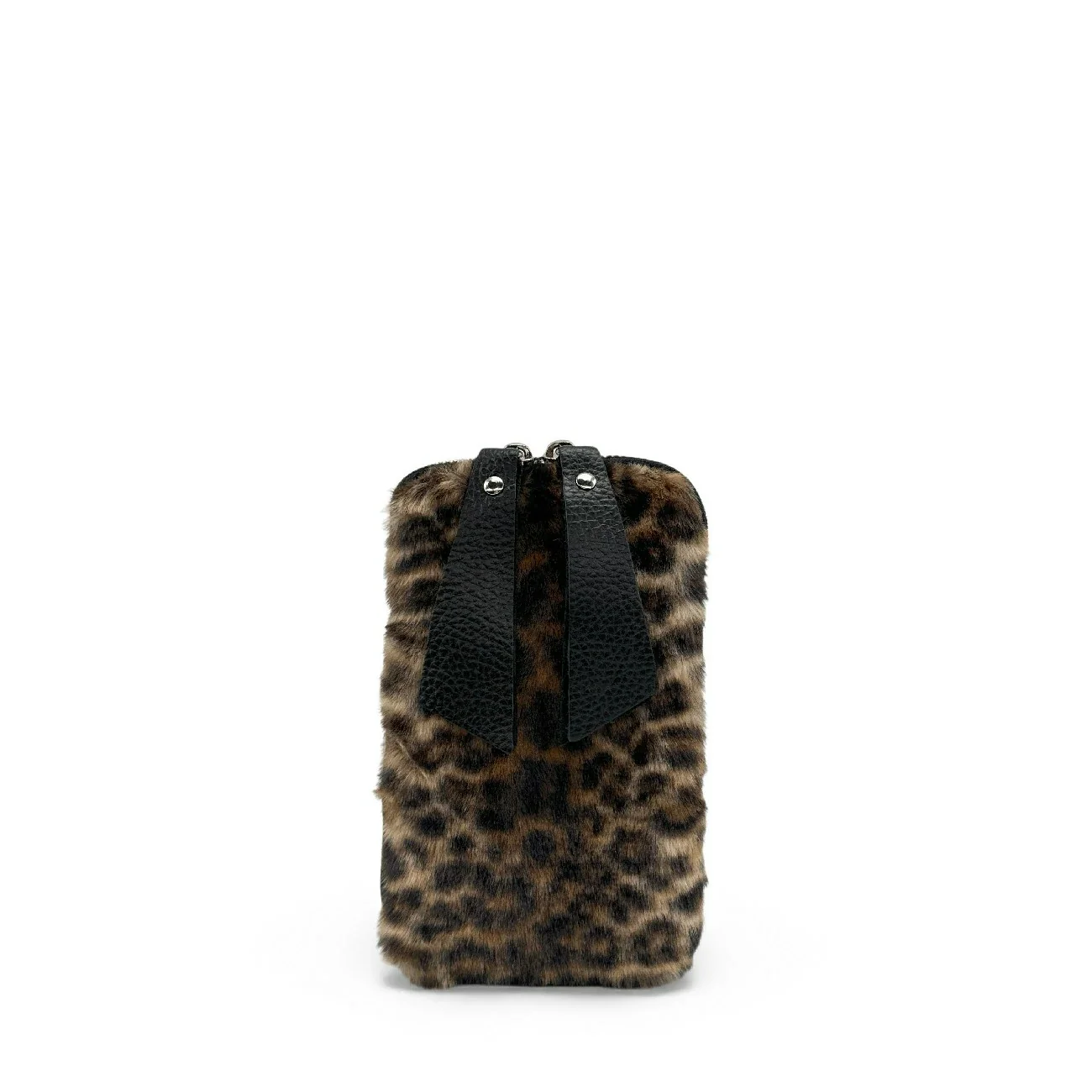 Sac pochette téléphone en cuir et poils synthétiques TABBY POCKET Ocelot - Image 5