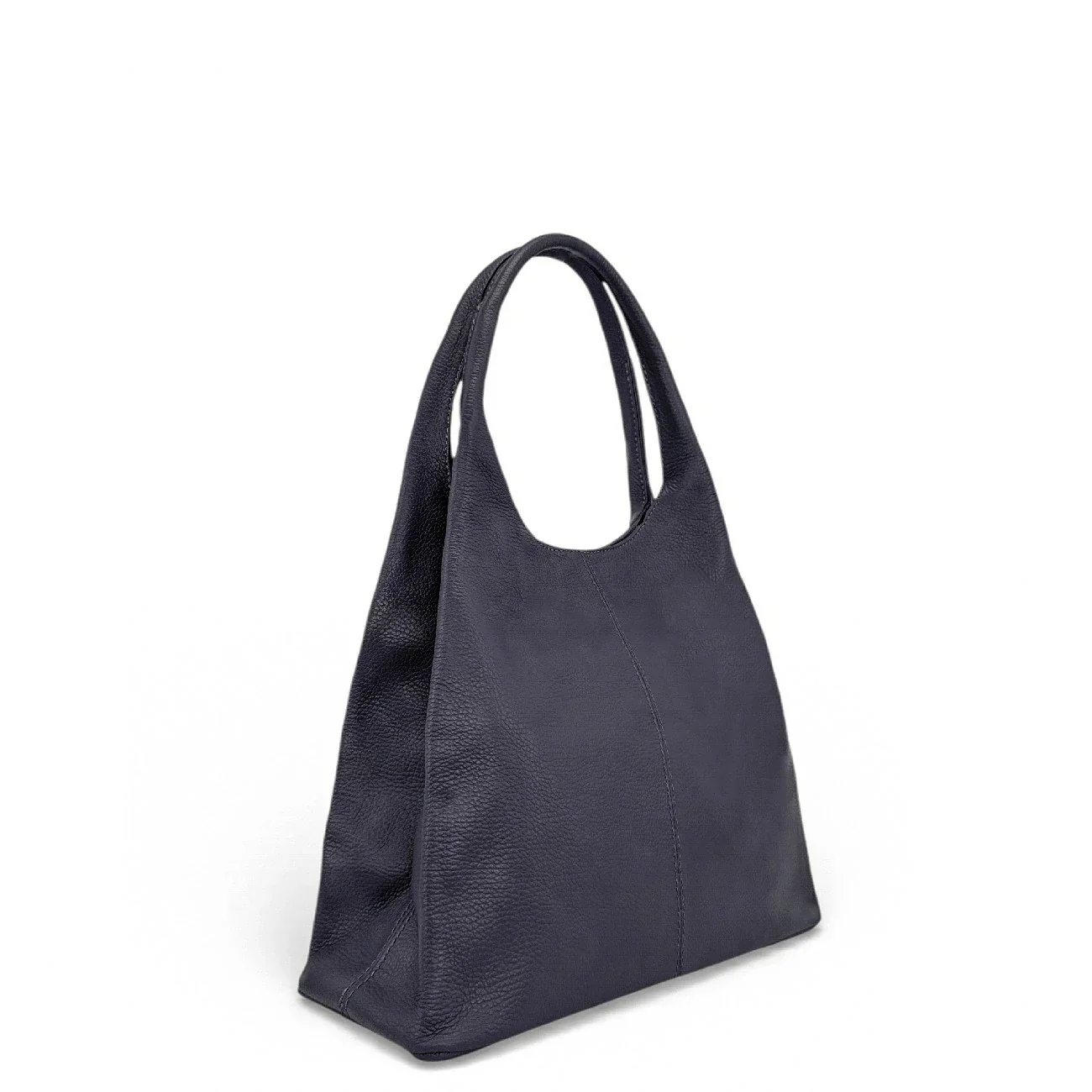 Sac porté épaule en cuir grainé BOSTON Bleu marine - Image 2
