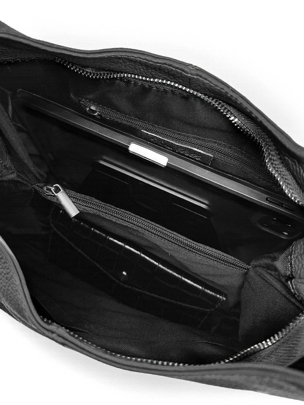 Sac porté épaule en cuir grainé BOSTON Noir - Image 5