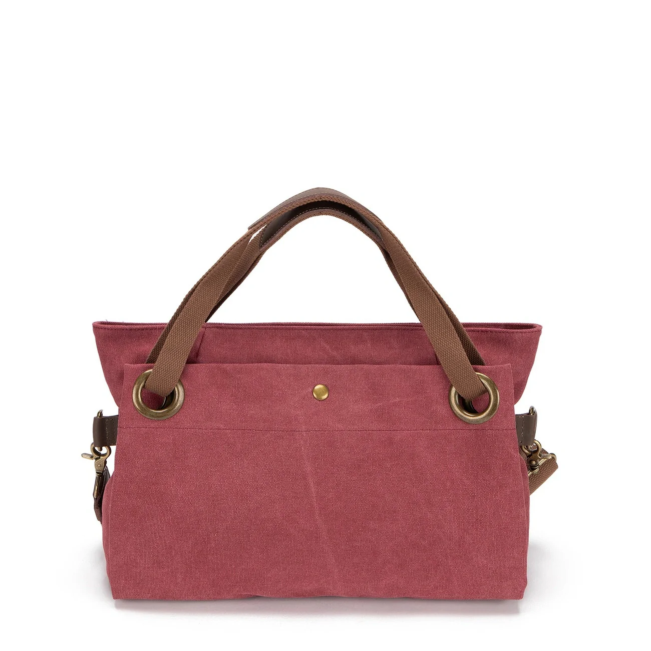 Sac porté épaule en cuir et toile TOBAGO M Rouge bordeaux - Image 3