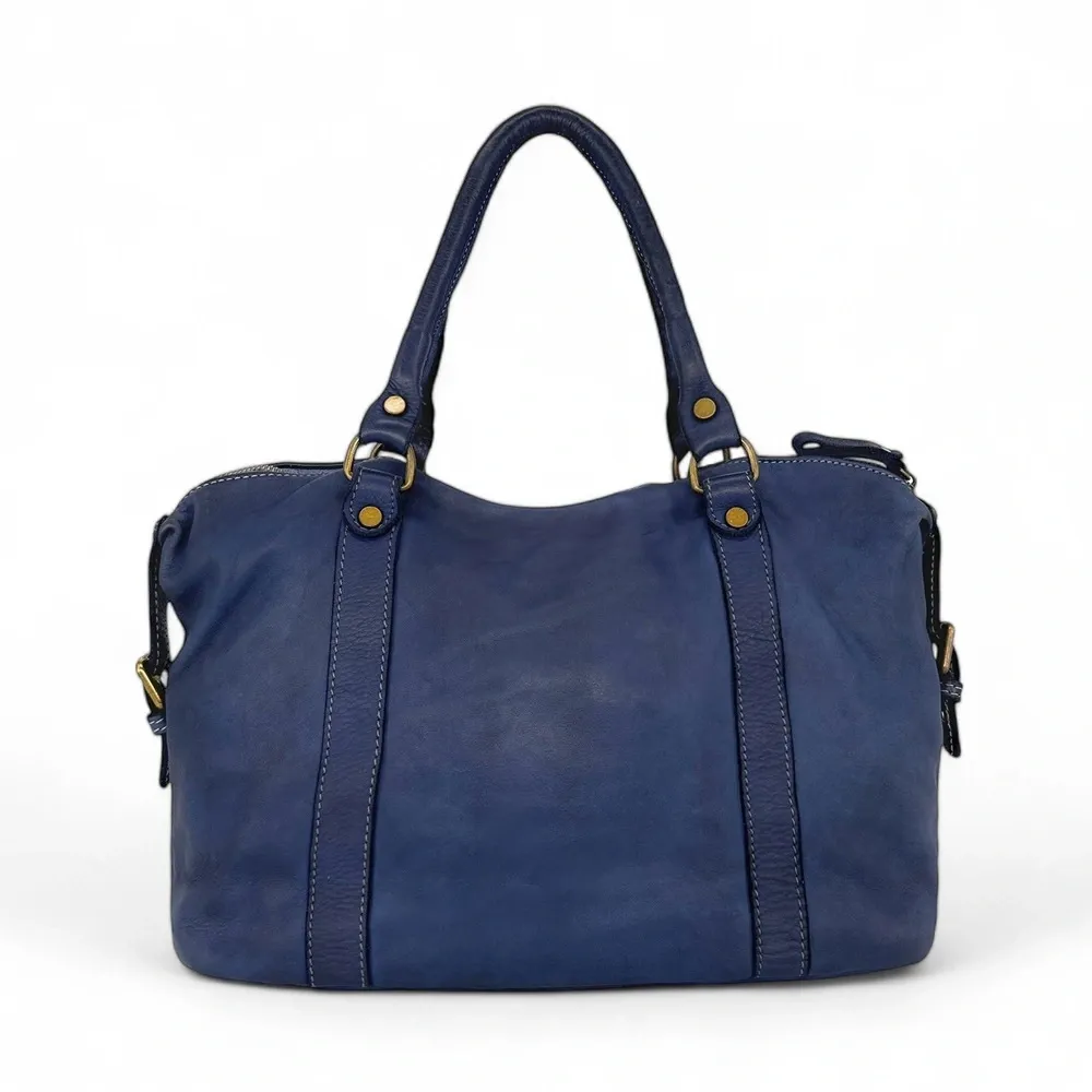 Sac porté épaule en cuir vintage MISS MY Bleu profond - Image 3