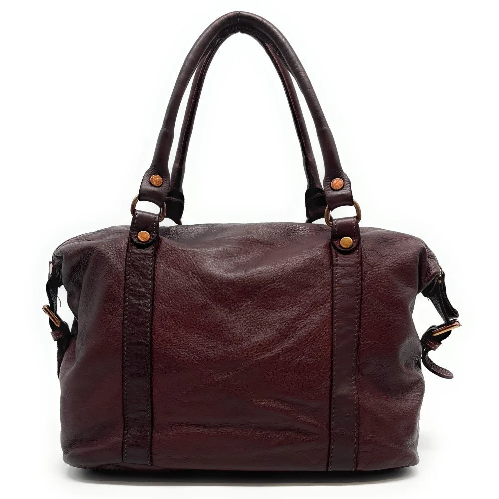 Sac porté épaule en cuir vintage MISS MY Bordeaux - Image 3