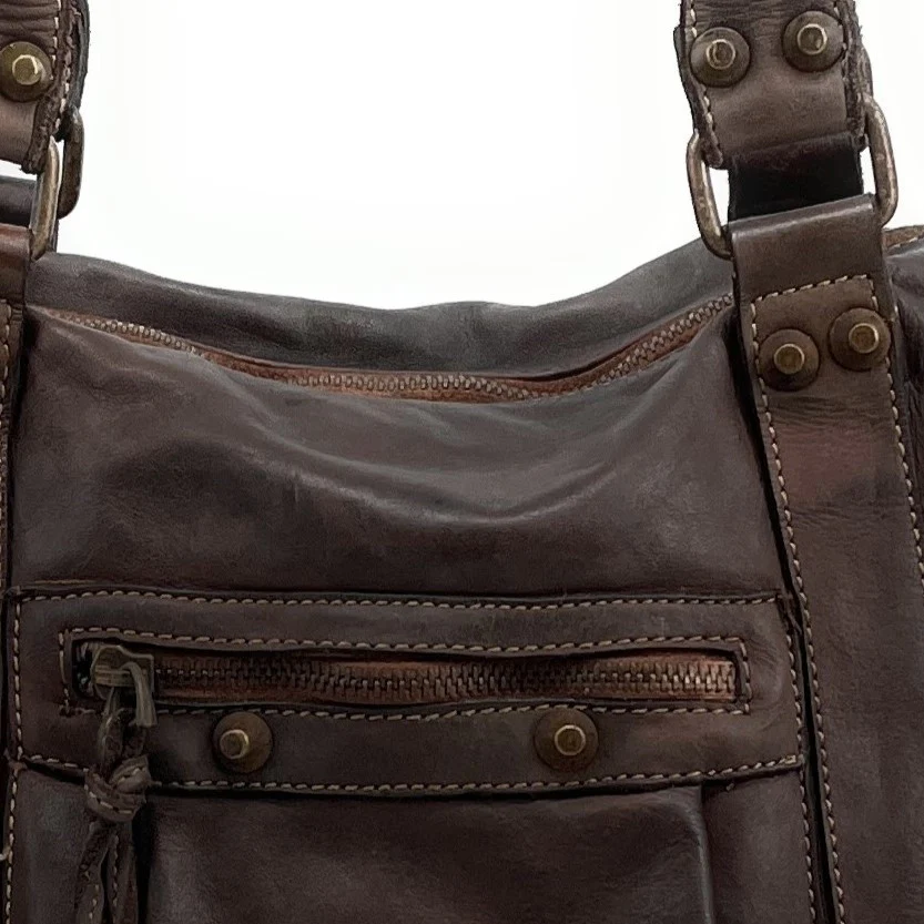 Grand sac en cuir vintage STORM XL HURRICAN Chocolat - Image 5