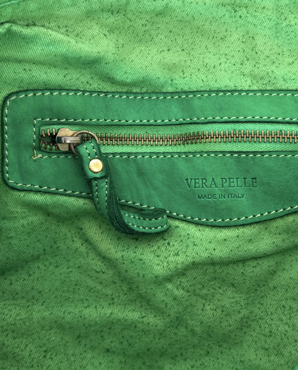 Grand sac porté épaule en cuir vintage STORM XL HURRICAN Vert anglais - Image 6