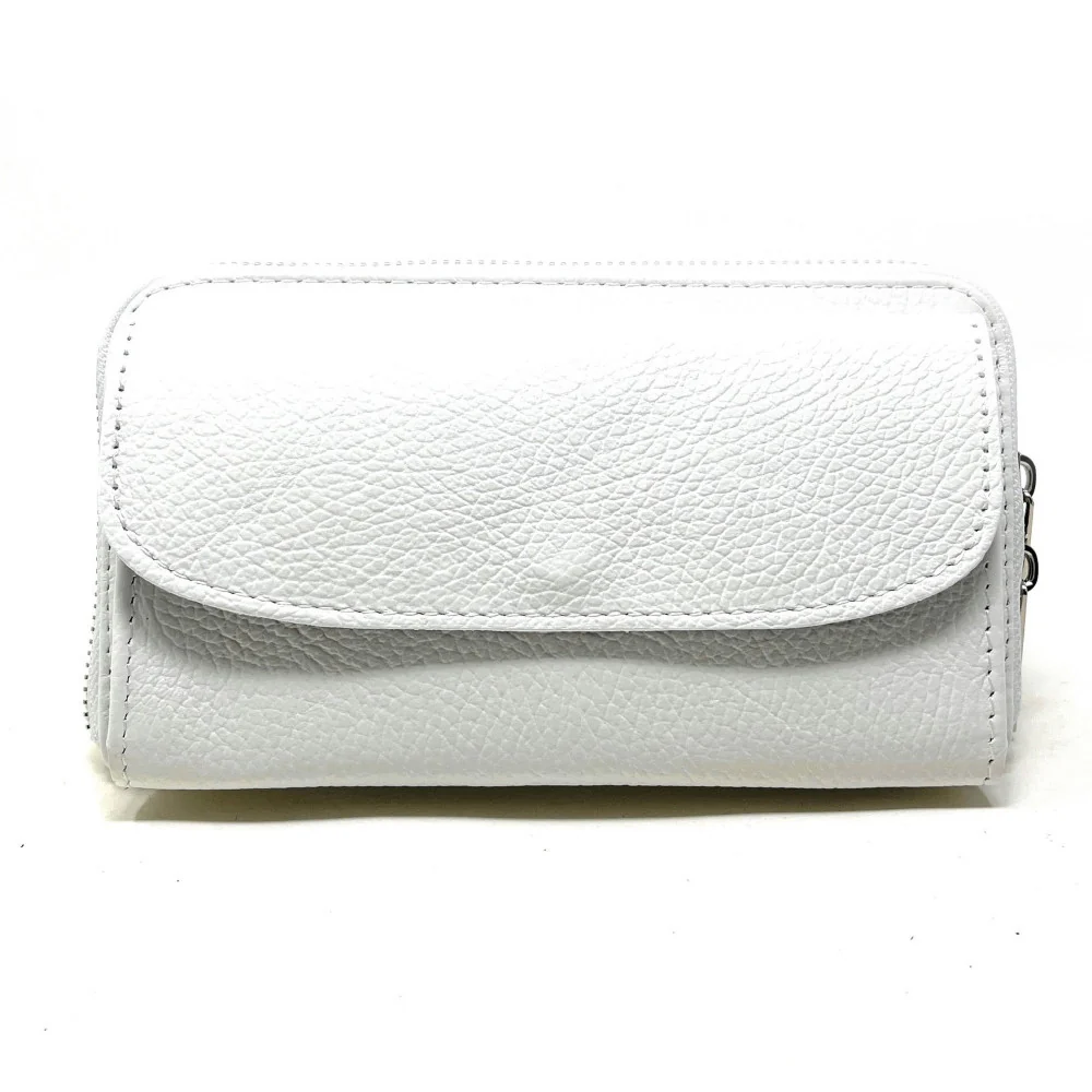 Sac portefeuille à bandoulière en cuir grainé CITY Blanc - Image 2