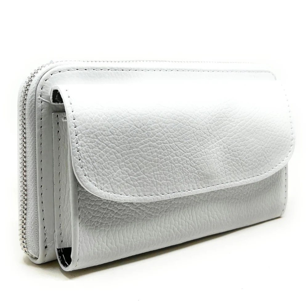 Sac portefeuille à bandoulière en cuir grainé CITY Blanc - Image 3