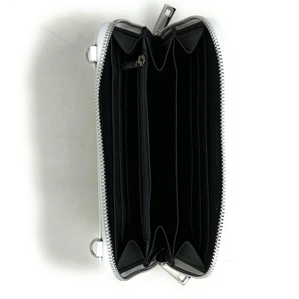 Sac portefeuille à bandoulière en cuir grainé CITY Blanc - Image 4