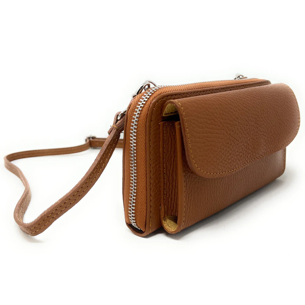 Sac portefeuille à bandoulière en cuir grainé CITY Camel