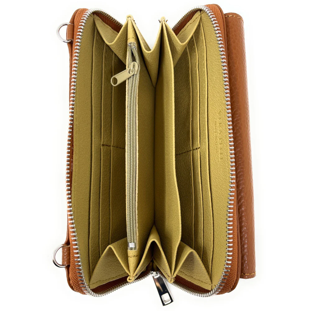 Sac portefeuille à bandoulière en cuir grainé CITY Camel - Image 5