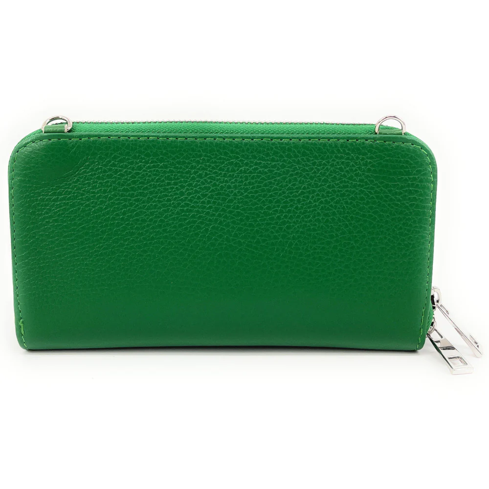 Sac portefeuille à bandoulière en cuir grainé CITY Vert anglais - Image 5